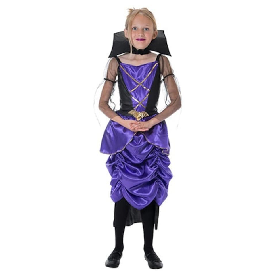 Gothic Purple Vampiress Girls Fancy Dress Costume Kids Small - Age 4-6