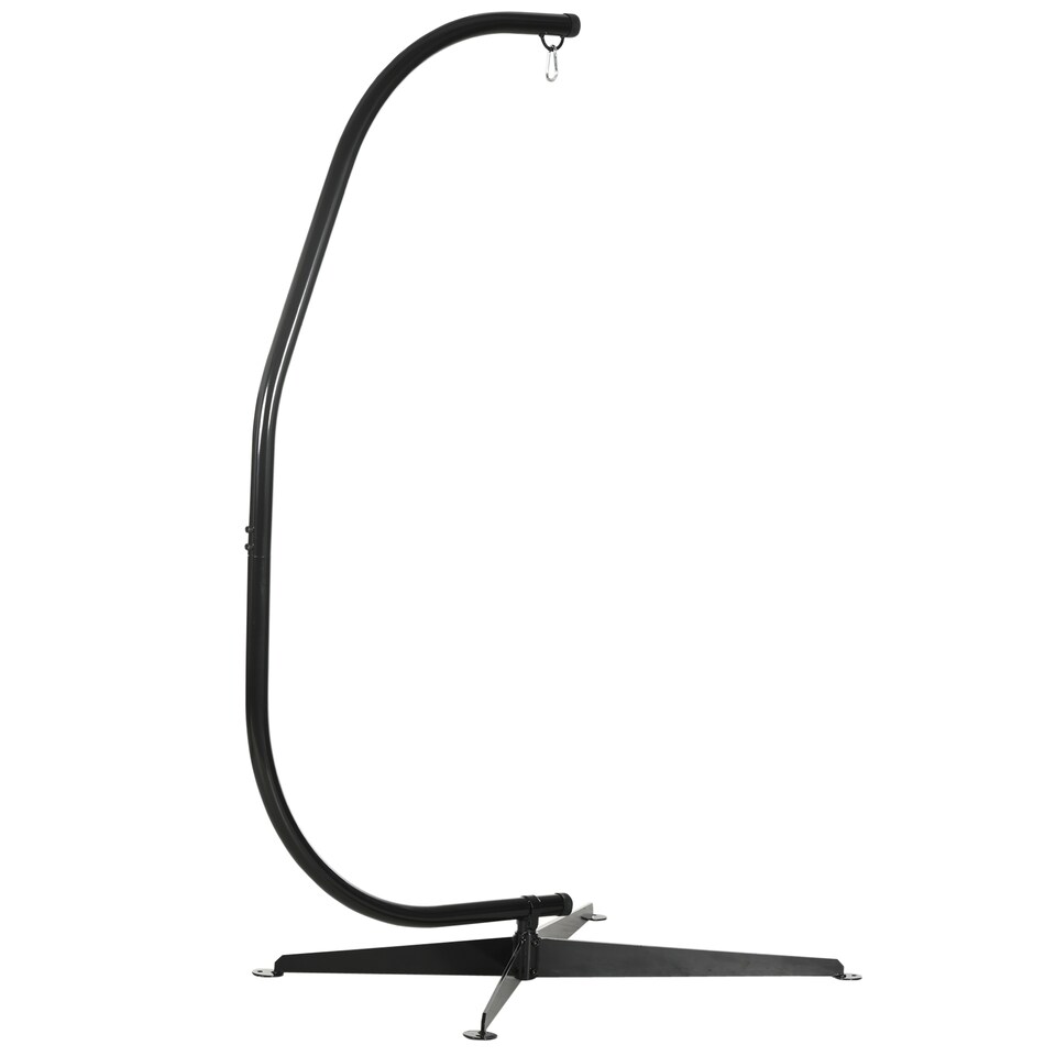 image 1 of Outsunny Hanging Hammock Stand Hammock Chair Stand C Stand Steel Heavy Duty Stand for Hanging Hammock Air Porch Swing Chair Indoor Outdoor (Only Construction) | Black | Black
