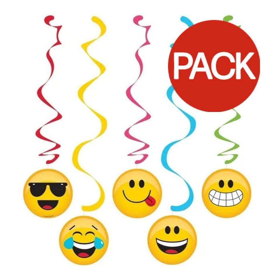 Creative Converting Dizzy Danglers Emoji Hanging Decoration (Pack of 5) - Multicoloured - One Size
