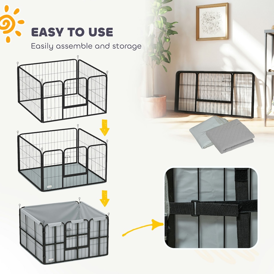 image 1 of PawHut Whelping Box w/ Washable Whelping Pad, Wind-Resistant Cloth, Black 