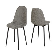 Athens Chair (Box of 2) - L55 x W44.5 x H85.5 cm - Grey Faux Leather Grey