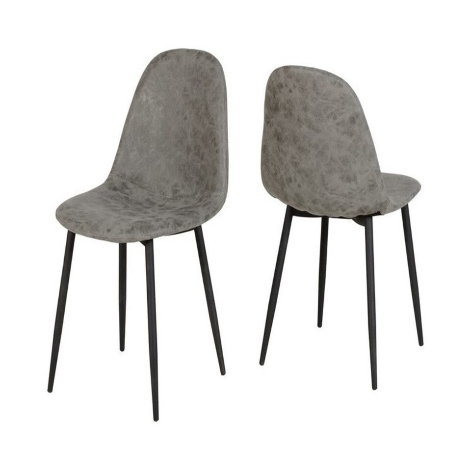 image 1 of Athens Chair (Box of 2) - L55 x W44.5 x H85.5 cm - Grey Faux Leather Grey