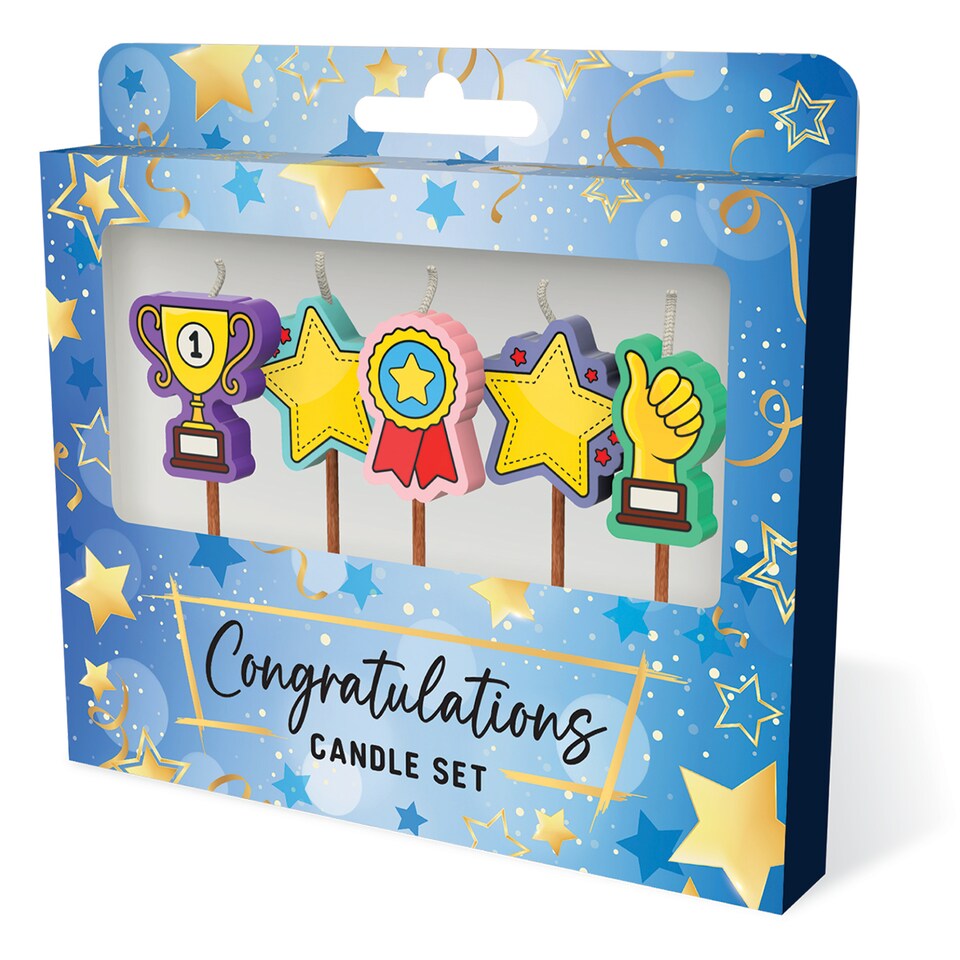 image 1 of Novelty Cake Candle Set - Congratulations
