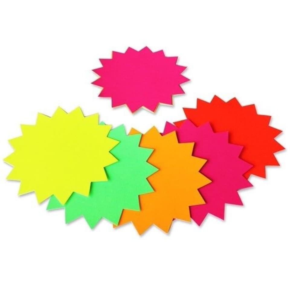 image 1 of 12 Fluorescent Star Shapes 152mm