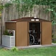 image 2 of Outsunny 9 x 6FT Galvanised Garden Storage Shed w/Sliding Door, Light Brown