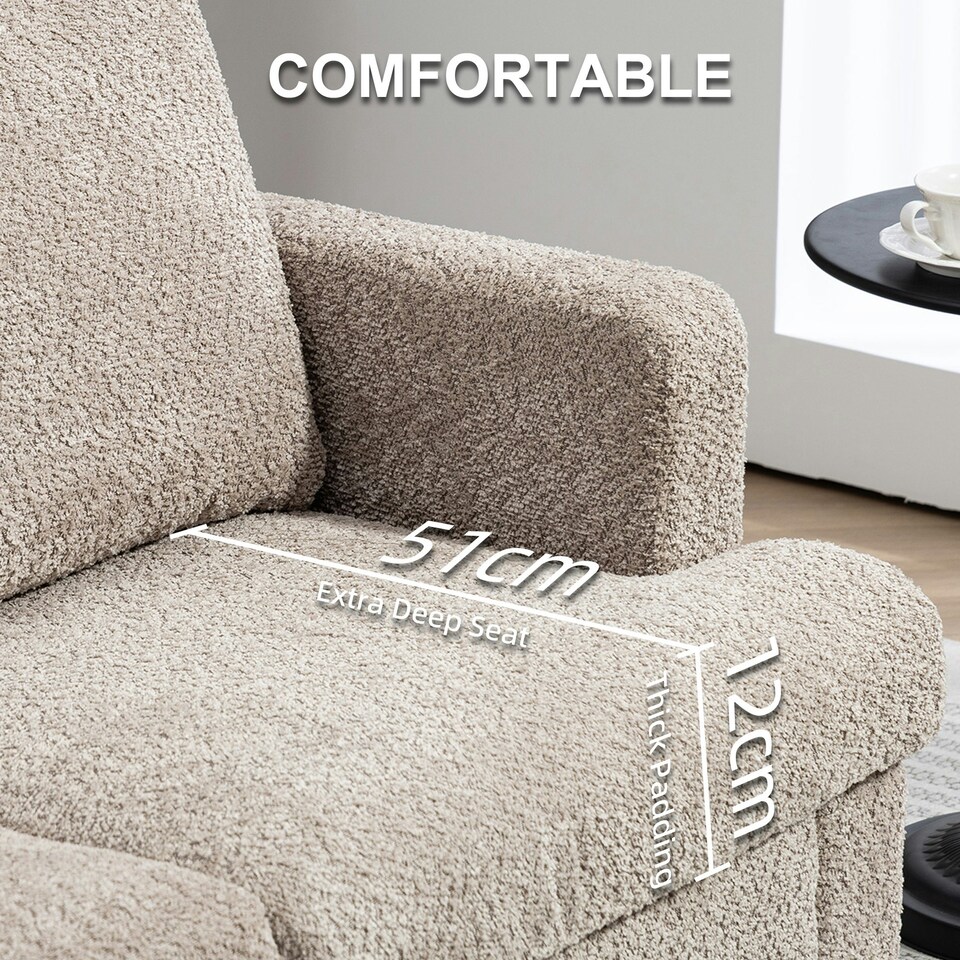 image 1 of HOMCOM 138 cm Chenille Fabric Loveseat Sofa with S-springs, Light Brown Cream