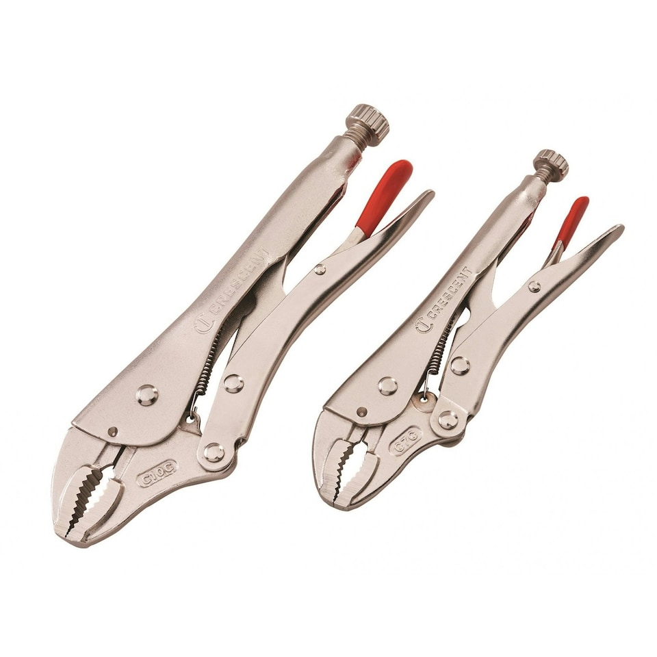 Crescent Curved Jaw Locking Pliers With Wire Cutter Set, 2 Piece - Multi Colour - One Size