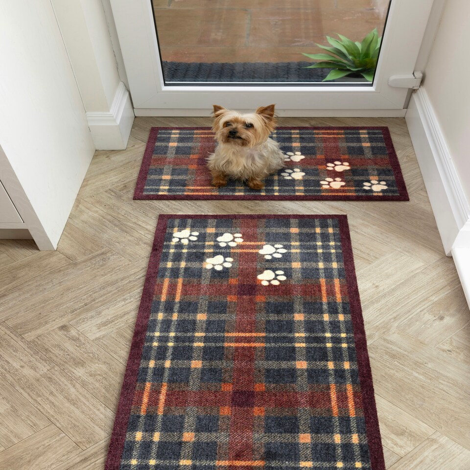 image 1 of Howler & Scratch Mat Plaid Paws Runner 50x150 Door Mat