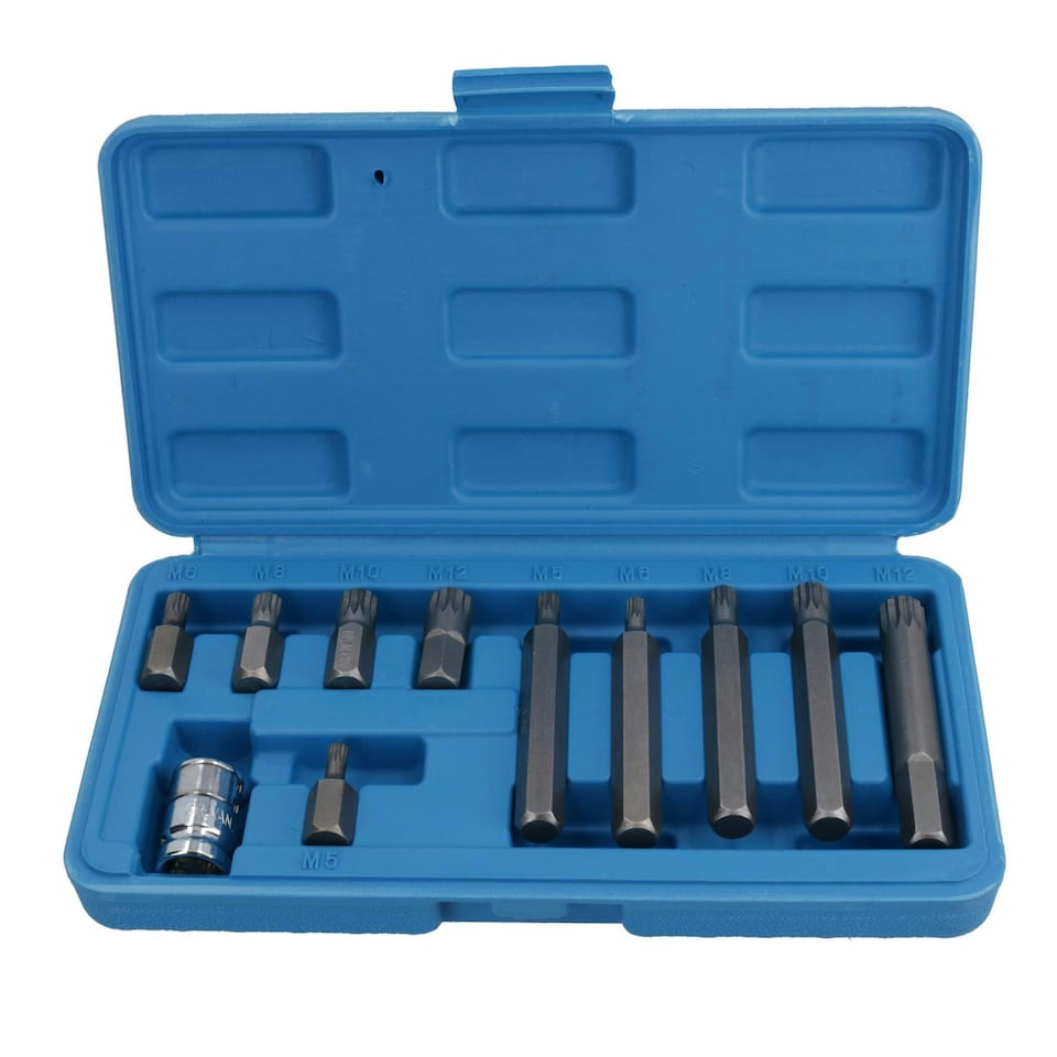 image 1 of Male Spline Shallow + Deep Bit Sockets 5mm - 12mm (M5-M12) 3/8in Drive