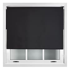 Blackout Roller Blind 90cm Wide x 165cm Long | Metal Fittings | Black | Black