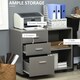 image 3 of HOMCOM Freestanding Printer Stand Unit Office Desk Side Mobile Storage w  Wheels 3 Drawers, 2 Open Shelves Modern Style 80L x 40W x 65H cm - Grey