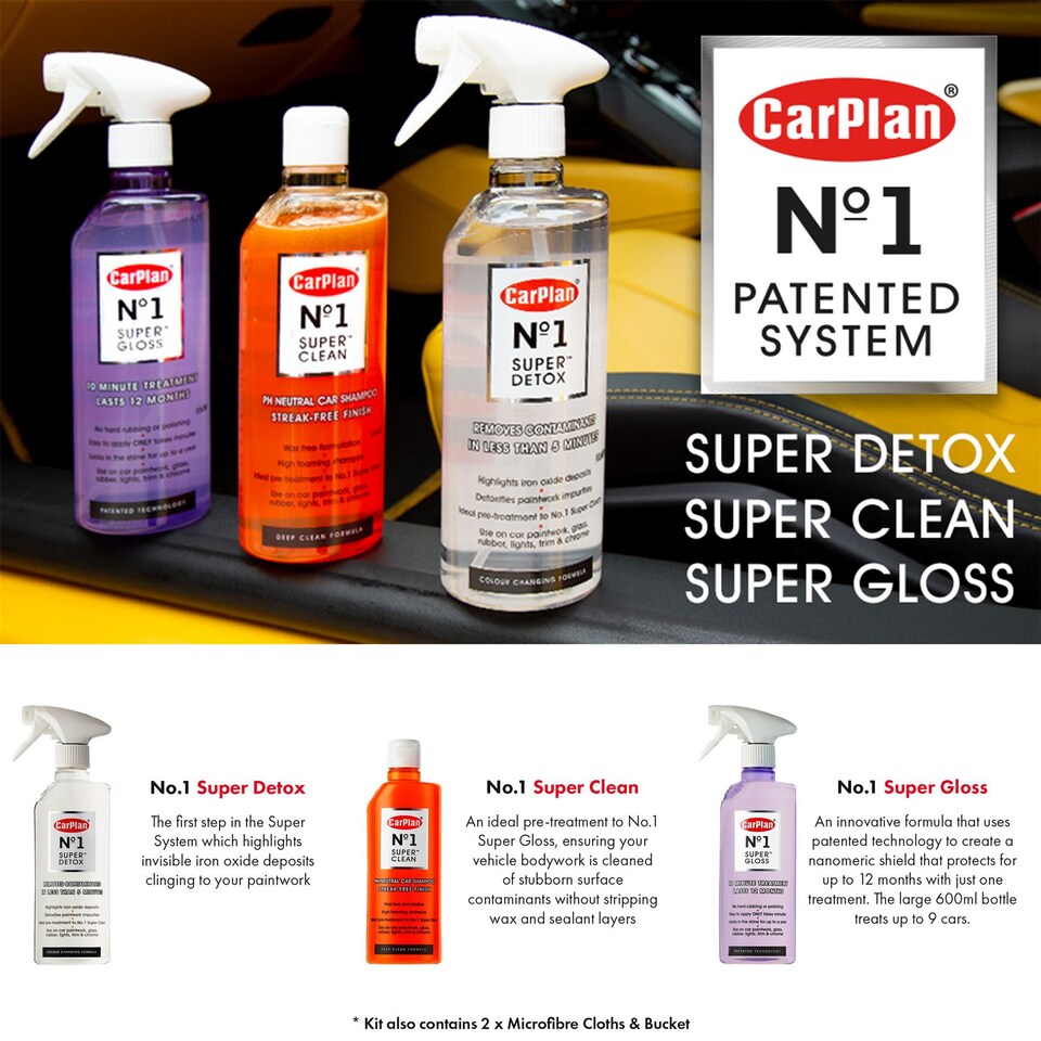 image 1 of Car Wash Valet Detailing Gift Set Pre Clean Wash Protect Shine CarPlan No1