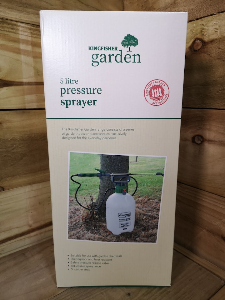 image 1 of 5 Litre Garden Pressure Sprayer with Shoulder Strap for Weeds / Fertiliser | White | White