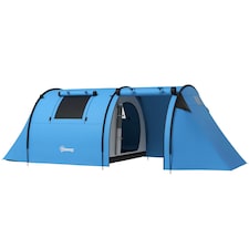 Outsunny 2 Room Camping Family Tent for 3-4 Man, 3000mm Waterproof, Sky Blue | Blue | Sky Blue