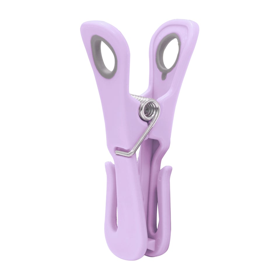 image 1 of JVL Grey Peg Basket with 48 Plastic Clip Clothes Pegs, Assorted Colours