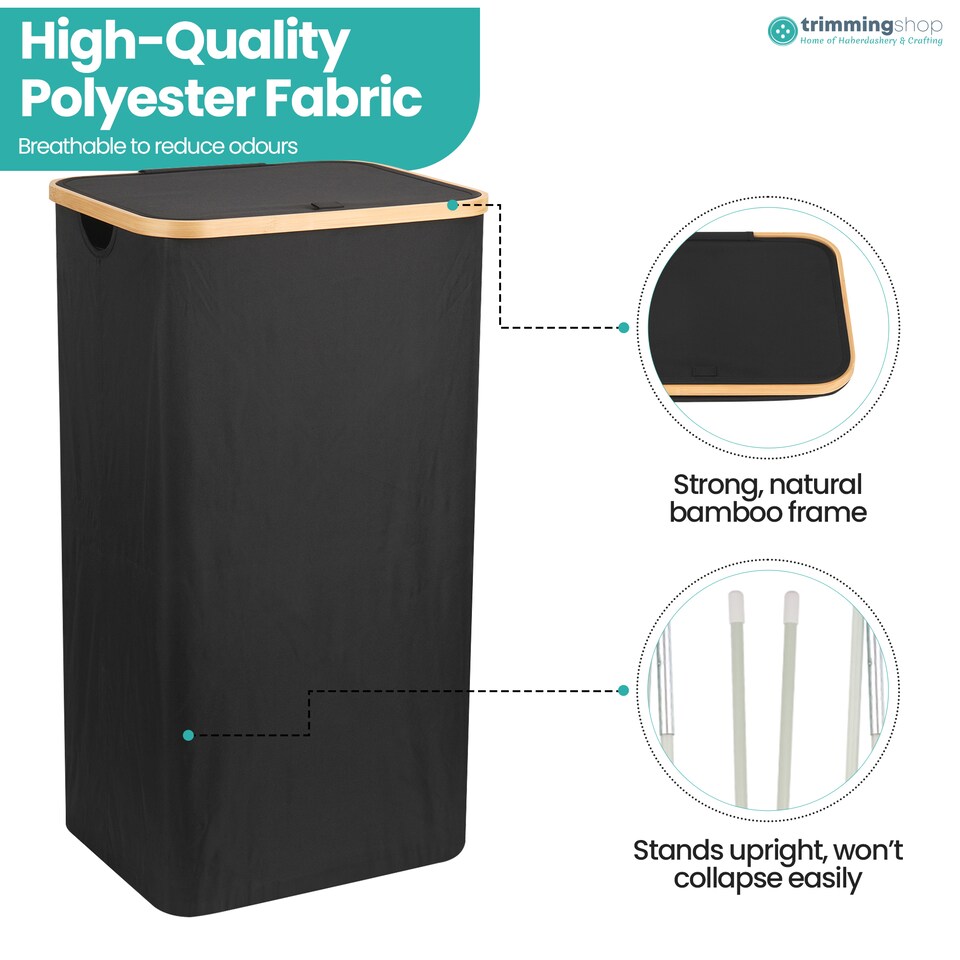 image 1 of 100L Foldable Laundry Hamper with Lid, Collapsible Clothes Basket