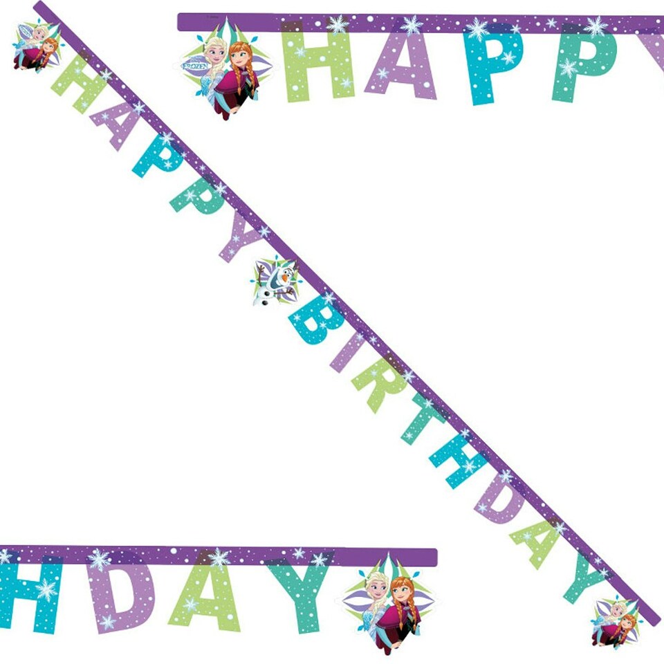 image 1 of Frozen Paper Snowflake Happy Birthday Banner - Multicoloured - One Size