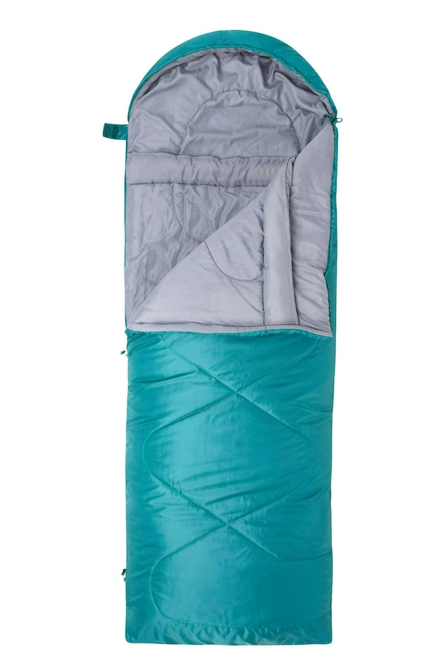 image 1 of Mountain Warehouse Summit 250 Square Sleeping Bag Insulated Two Way Zip Camp Bed Right Handed Zip - Long length (215cm) | Blue