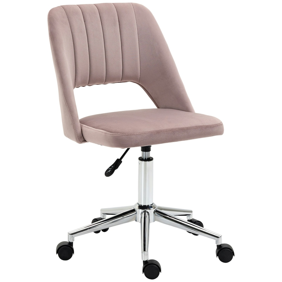 image 1 of Vinsetto Mid-Back Swivel Home Office Chair Scallop Computer Chair Pink