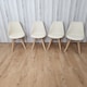 image 2 of Oak Effect Dining Table Set With 4 Cream Plastic Chairs And Bench Dining Room Furniture