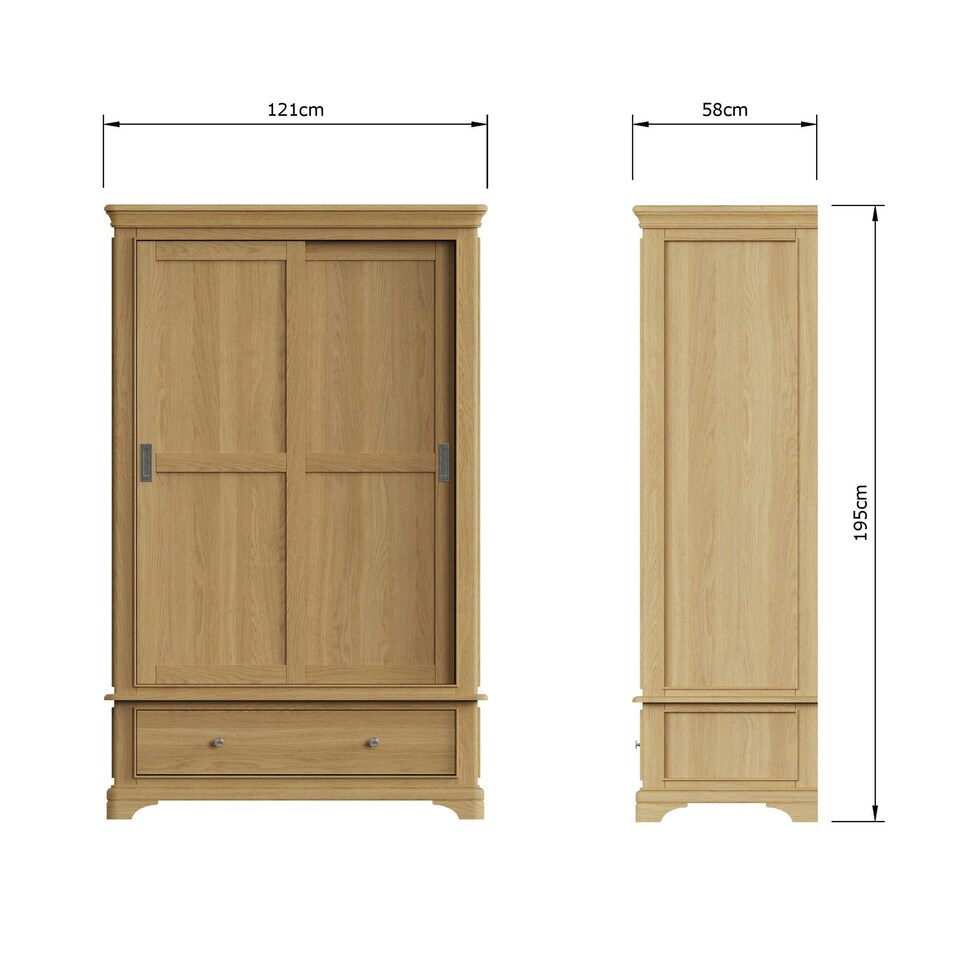image 1 of Faire 120cm Sliding Combination Wardrobe in Natural Oak with Oak Top Brown