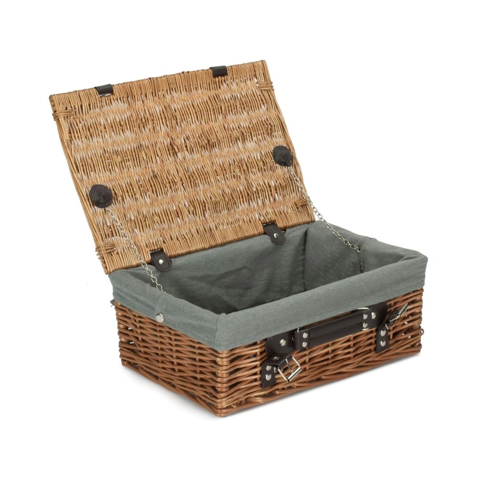 image 1 of 36cm Double Steamed Wicker Picnic Basket with Lining Red | Red | One Size