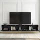 image 4 of Modular TV Unit 200cm Black Matt with Fluted Fronts and Gold Base | Black | One Size | 1