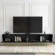 image 4 of Modular TV Unit 200cm Black Matt with Fluted Fronts and Gold Base Black