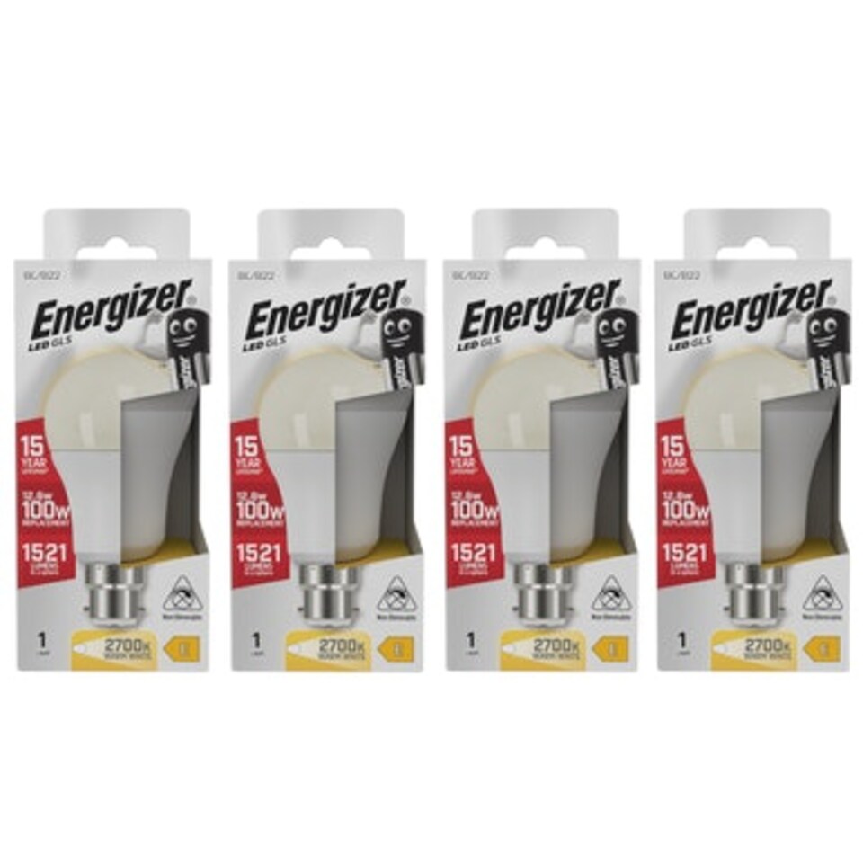 image 1 of Energizer LED GLS B22 1521lm 12.6W 2700K (Warm White) - Pack of 4