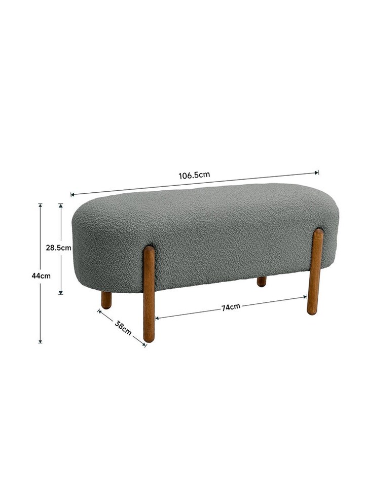 image 1 of Living and Home Contemporary Upholstered Bench | Grey