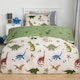 image 1 of OHS Dino Reversible Print Duvet Cover and Pillowcase Set, Single - Green