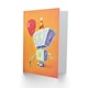 image 2 of Cute Robot  Party Hat And Balloon Boy  Kids Birthday Greeting Card