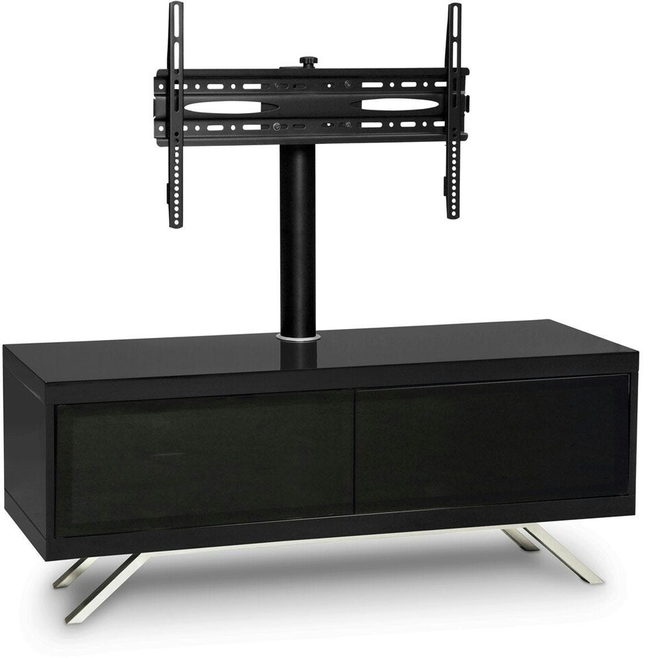 image 1 of MDA Designs TUCANA 1200 HYBRID Black TV Cabinet BeamThru Remote-Friendly Doors up to 60" Flat Screen TVs with Mounting Arm Black