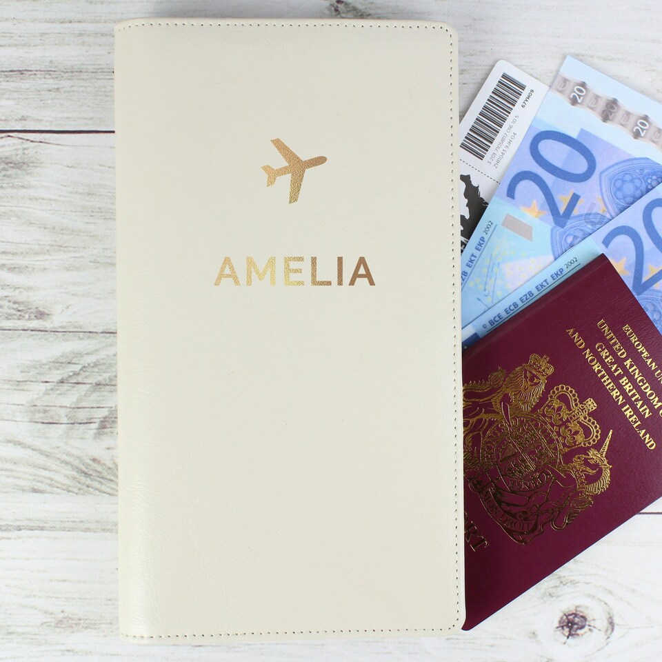 image 1 of Personalised Travel Document Holder | Cream