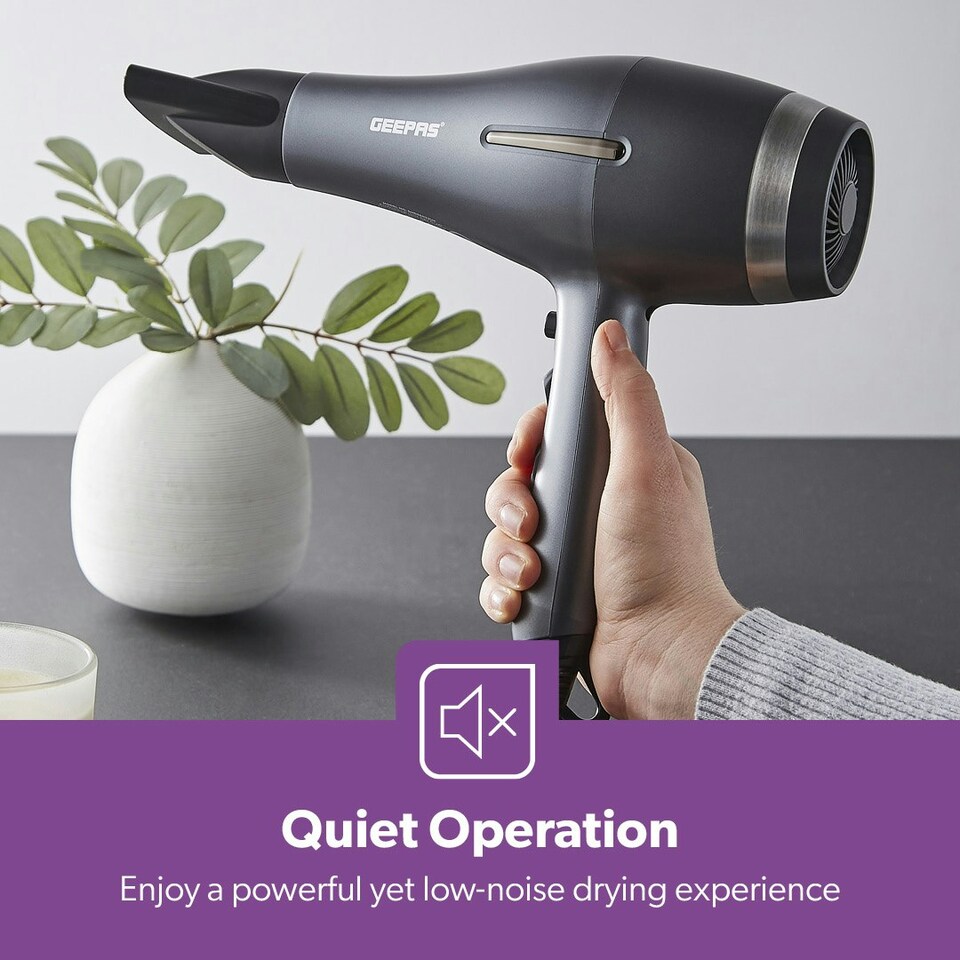image 1 of GEEPAS Professional Hair Dryer | Ionic Diffuser Hairdryer with Concentrator