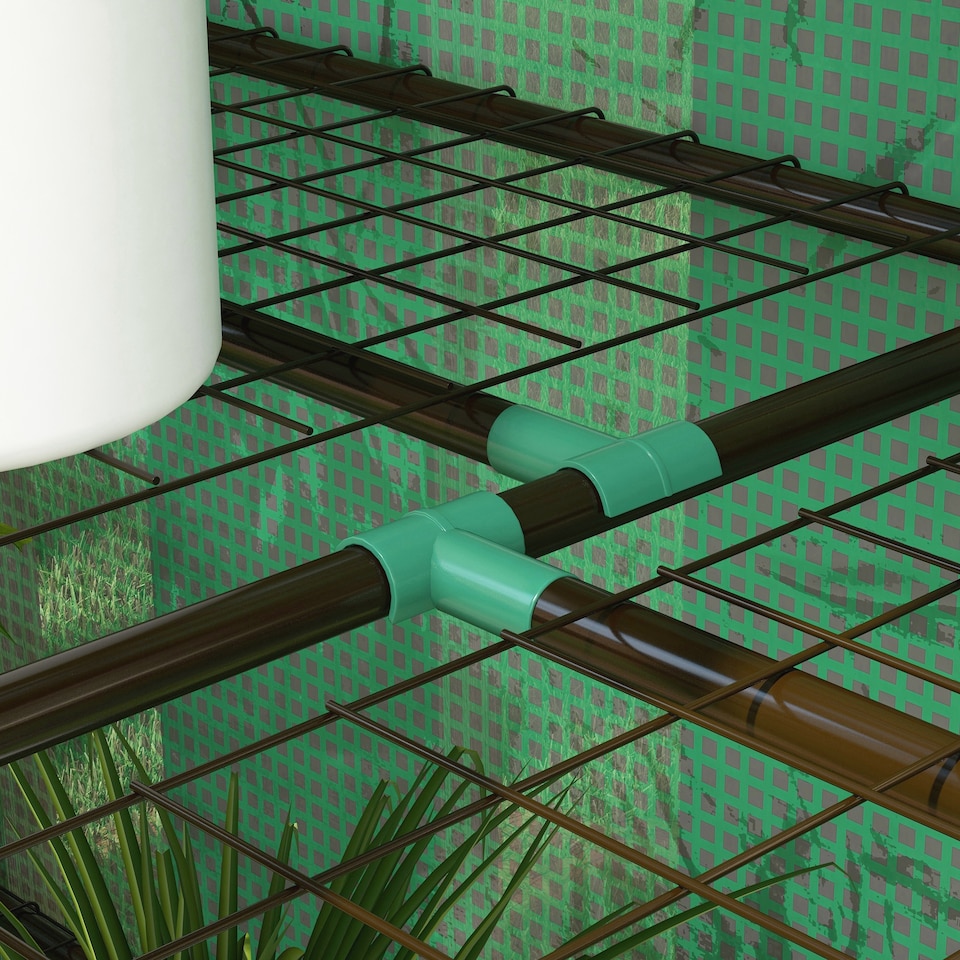 image 1 of Outsunny 3 Tier Lean-to Mini Greenhouse with Reinforced Plastic Cover, Portable Indoor Outdoor Green House with 2 Roll-up Doors and 6 Wire Shelves, Green | Green