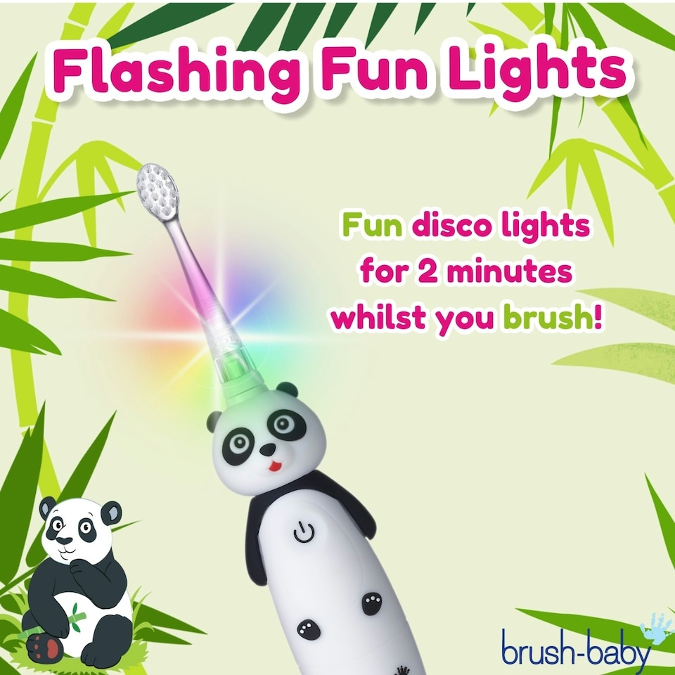 image 1 of Brush Baby WildOnes™ Panda Kids Electric Rechargeable Toothbrush