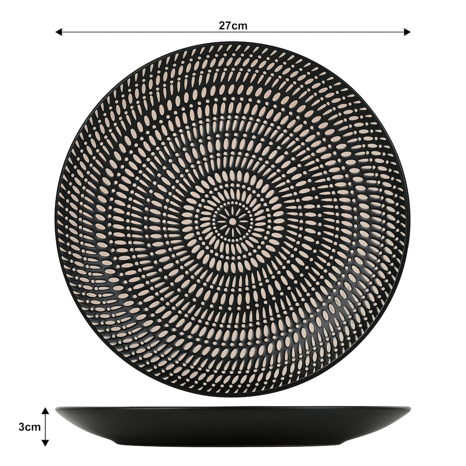 image 1 of 16pc Black Pad Print Dinner Set