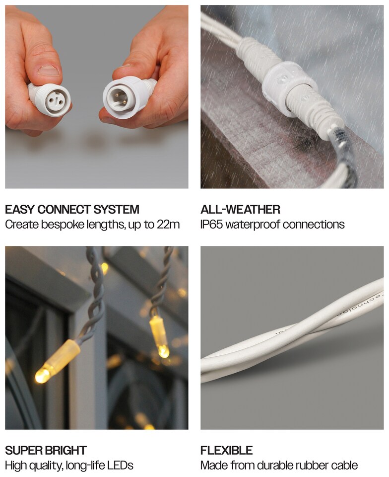 image 1 of Icicle lights White Rubber 60/40/20 Drop 4M