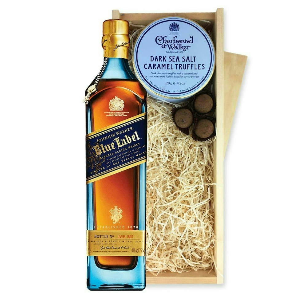 image 1 of Johnnie Walker Black Label Whisky And Dark Sea Salt Charbonnel Chocolates Box 70cl 40% abv