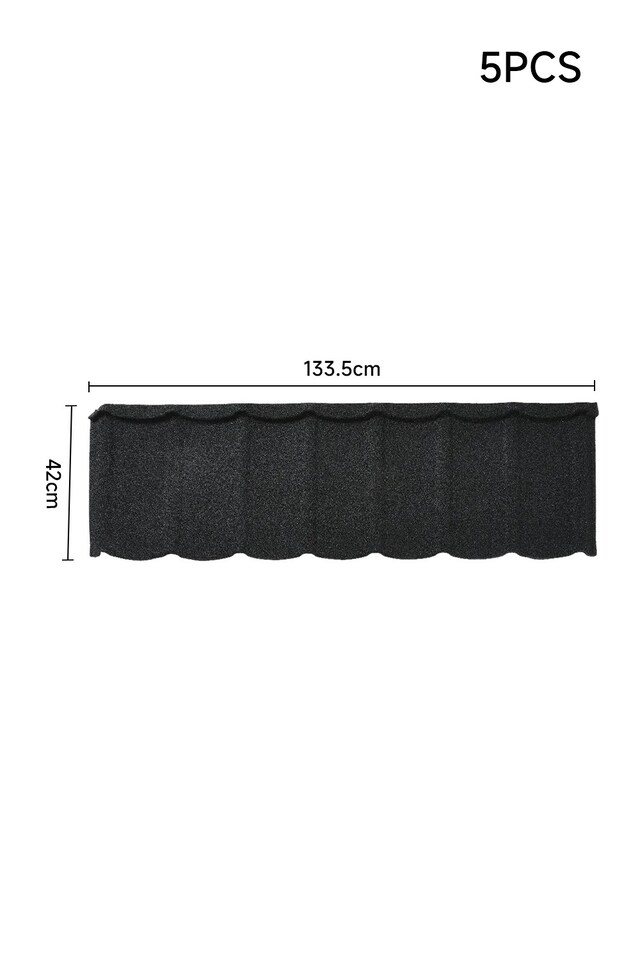 image 1 of Living and Home Tudor Tile Stone Coated Metal Roofing Shingles 5pcs | Black