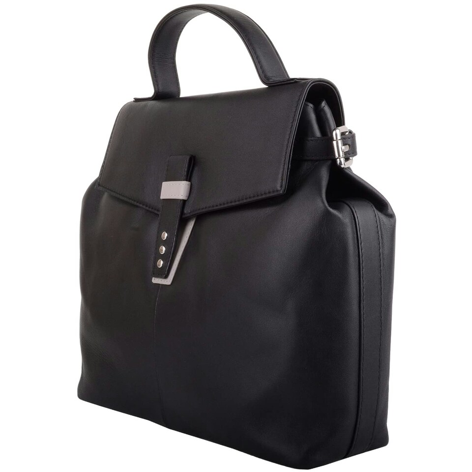 image 1 of Premium Soft Genuine Leather Top Handle Cross Body Shoulder Handbag Purple | Grape/Ivory