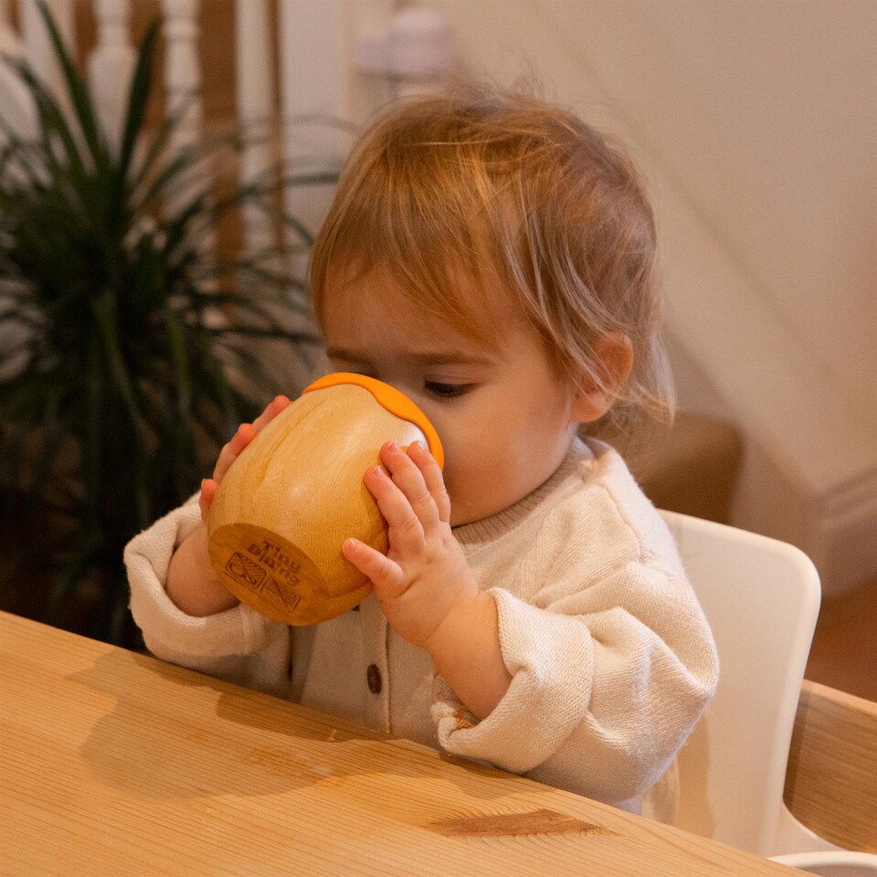 image 1 of Tiny Dining Bamboo Baby Trainer Cup - 130ml - Orange | Orange | Orange
