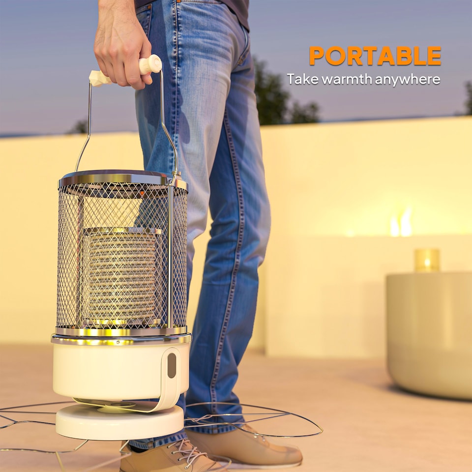 image 1 of Outsunny 2000W Patio Electric Heater with 10-20㎡ Coverage, Separation Coil, Freestanding Outdoor Infrared Heater with Tip-Over Protection, Overheat Protection, Handle for Indoor and Outdoor Use, White