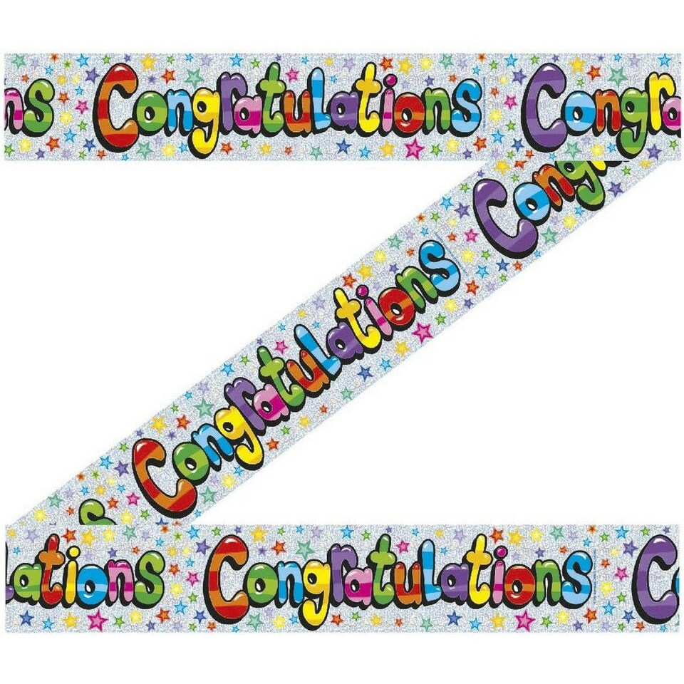 image 1 of Expression Factory Stars Congratulations Banner - White/Multicoloured - One Size