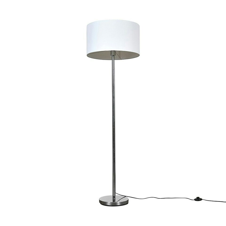 image 1 of ValueLights Charlie Black Floor Lamp Black Velvet Gold Shade & Bulb White