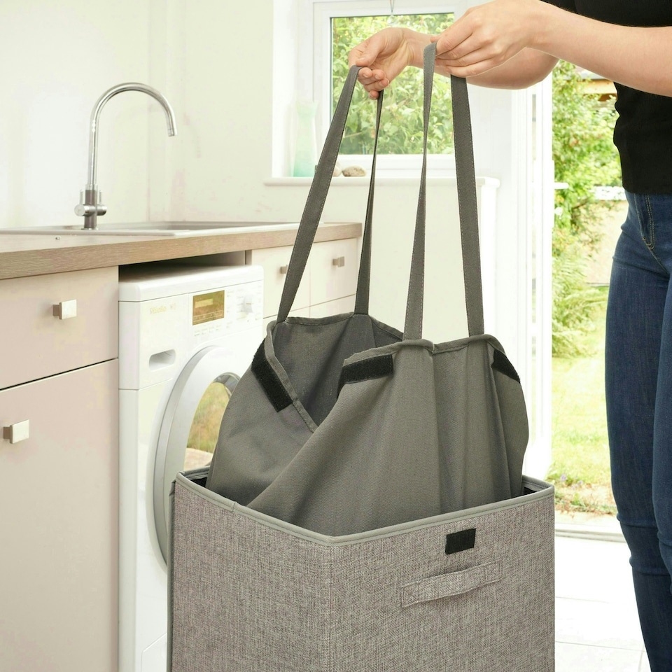 image 1 of BLACK+DECKER Foldable Square Laundry Basket Grey