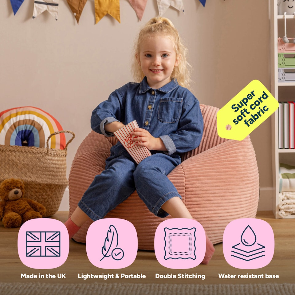image 1 of Kids High Rest Beanbag Corduroy Dawn Pink | Pink | Dawn Pink | 1