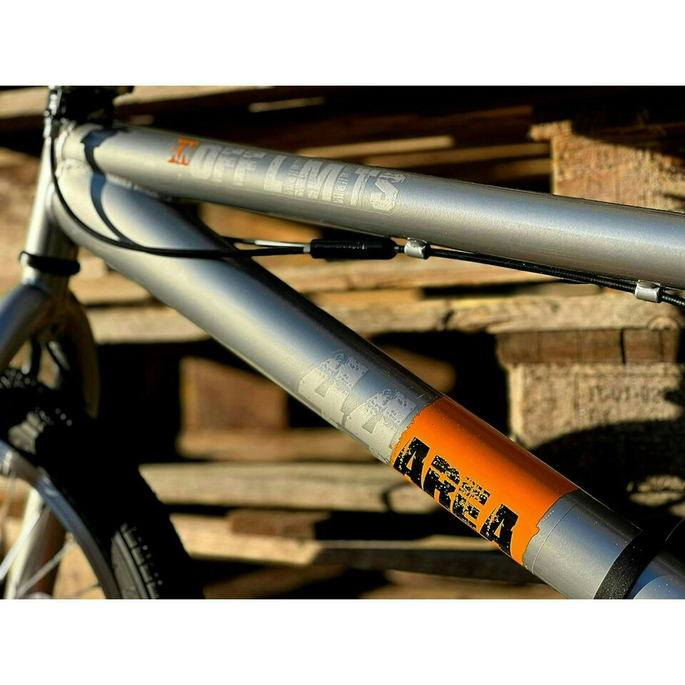 image 1 of XN Area 44 20" Freestyle BMX Bike w/ 360 Gyro - Metallic Grey/Orange