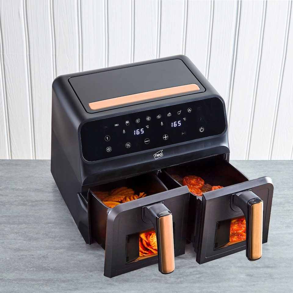 image 1 of Neo Black Copper Gold Black Dual Twin Zone Double Drawer Electric Air Fryer | Black | Black | 1